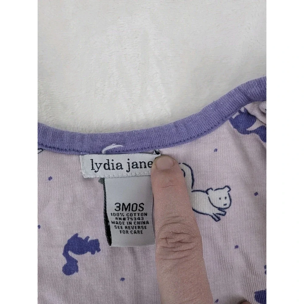 Vintage Cotton Jacket Baby Girl 3 Months Purple Squirrel Woodland 90s Y2K Snap